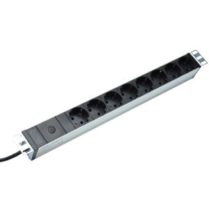 19' Steckdosenleiste, 8-fach, 1 HE, schwarz / grau DIGITUS DN-95410 (4016032352778)