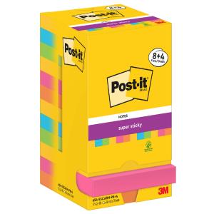 Haftnotiz Super Sticky Notes Promotion 76x76 mm sortiert 12x 90 Blatt POST-IT 654-SSCARN-P8+4 (4064035065645)