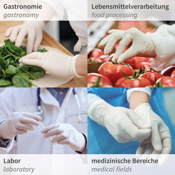 Latex-Handschuh 'GRIP LIGHT', M, weiß, puderfrei HYGONORM 26759 (4015544267594)