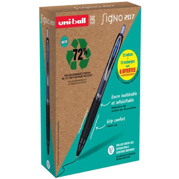 Gel-Tintenroller SIGNO 207E, VALUE PACK, schwarz uni-ball LTUMN207E/12+6N (3296280049403)