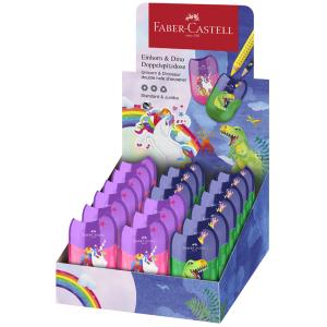 FABER-CASTELL Doppelspitzdose 'Dino/ Einhorn', im Display Faber-Castell 183551 (4005401835516)
