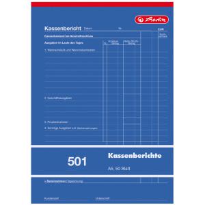 Formularbuch 'Kassenbericht 501' DIN A5, 50 Blatt herlitz 300010475 (4008110882512)