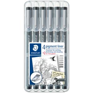 Pigmentliner, schwarz, 4+2 GRATIS Etui STAEDTLER 308 SB6P (4007817308356)