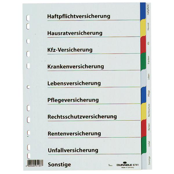 Kunststoff-Register, für Versicherungen, A4, PP DURABLE 6741-27 (4005546611877)