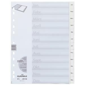 Kunststoff-Register, Monate, A4, Januar - Dezember DURABLE 6114-02 (4005546611167)