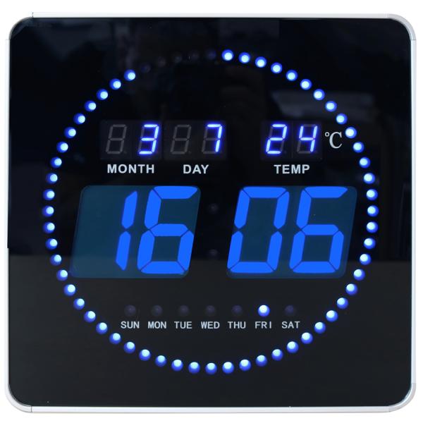 LED-Wanduhr FLO LED, mit Datum/ Temperatur, schwarz UNiLUX 400124566 (3595560029648)