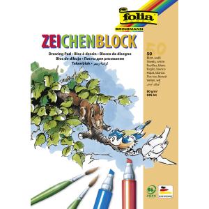 Zeichenblock, 80 g/ qm, DIN A4, 50 Blatt folia 8101 (4001868081015)