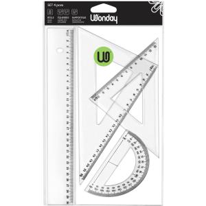Geometrie-Set ECO, 4-teilig, transparent Wonday FTE040062 (3701254700544)