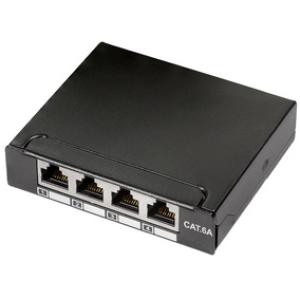 LogiLink Mini-Verteiler, Kat.6A, 4 Ports, schwarz NP0088 (4052792069433)