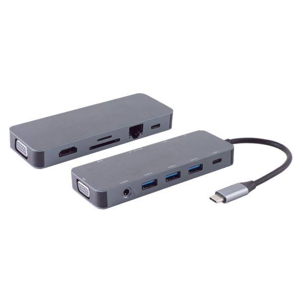 BASIC-S USB-Dockingstation 11in1, USB-C Stecker shiverpeaks BS14-05028 (4017538136145)