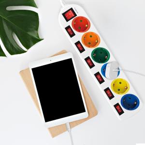 Steckdosenleiste, 6-fach mit 7 Schaltern, mehrfarbig LogiLink LPS259 (4052792060669)