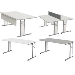 Schreibtisch Form 4, (B)1.600 mm, lichtgrau kerkmann 11410611 (4044917431331)