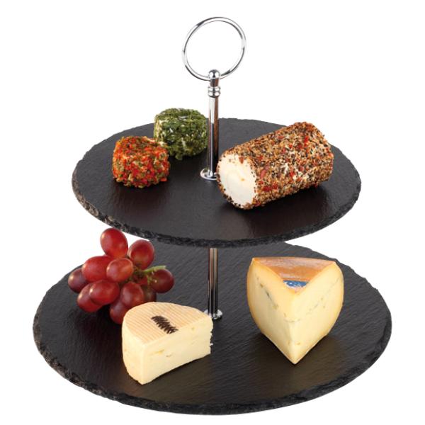Naturschiefer-Etagere, 2-stufig, anthrazit APS 989 (4004133009899)