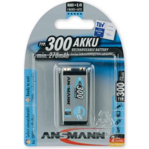 NiMH Akku maxE, 9V E-Block, 300 mAh, 1er Blister ANSMANN 5035453 (4013674354535)