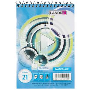 Spiralnotizblock, DIN A6, 40 Blatt, liniert LANDRÉ 100050192 (4021666001121)