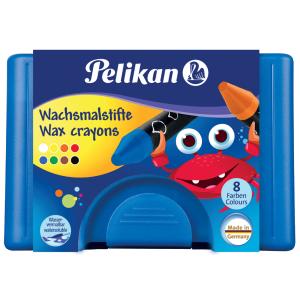 Wachsmalstift 666 8 8 Farben sortiert rund Box mit 8 Stiften + 1 Schaber PELIKAN 300008325 (4012700722959)
