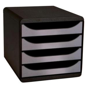 Schubladenbox BIG-BOX, 4 Schübe, schwarz/ silber EXACOMPTA 310438D (9002493021136)
