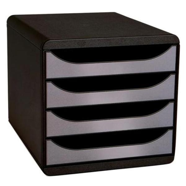 Schubladenbox BIG-BOX, 4 Schübe, schwarz/ silber EXACOMPTA 310438D (9002493021136)