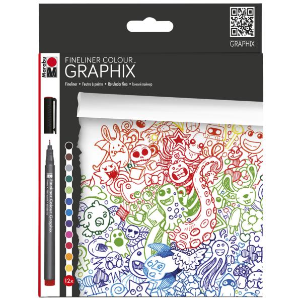 Marabu Fineliner Colour Graphix Supreme 12 Teile Etui