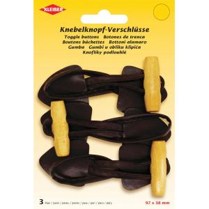 Knebelknopf-Verschluss, braun, 3er Blister KLEIBER 71128 (4009691711284)