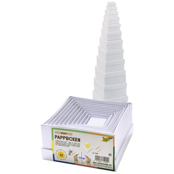 Geschenkboxen 'Herzen', 12 Stück Größen sortiert, weiß folia 3300 (4001868330007)