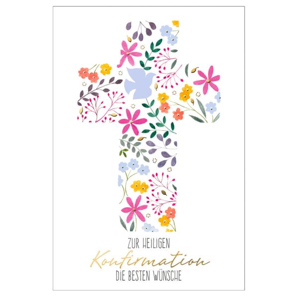 Konfirmationskarte 'Blütenkreuz' SUSY CARD 40056692 (4050498338723)