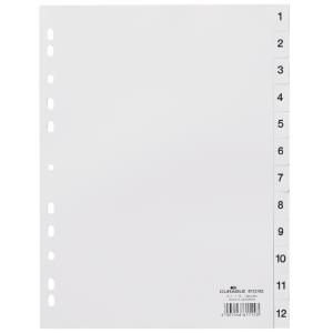 Durable Ordnerregister Vollformat 1-12 Weiß 12-teilig, 1 Satz 611202 (4005546611143)