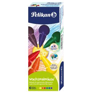 Wachsmalmäuse, farbig sortiert, 6er Geschenk-Set Pelikan 400191643 (4012700804075)