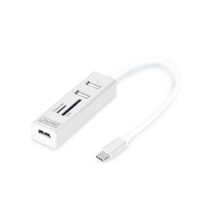 USB-C 2.0 OTG Hub 3-Port/ SD-Card-Reader Kartenleser DIGITUS DA-70243 (4016032425830)