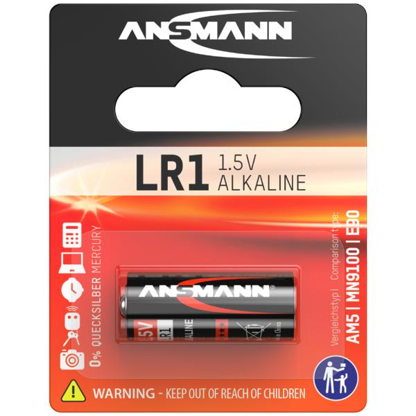 Alkaline Rundzelle 'LR1', 1, 5 Volt, 1er-Blister ANSMANN 5015453 (4013674154531)
