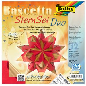 Faltblätter Bascetta-Stern, 200 x 200 mm, blau/ silber folia 336/2020 (4001868033588)