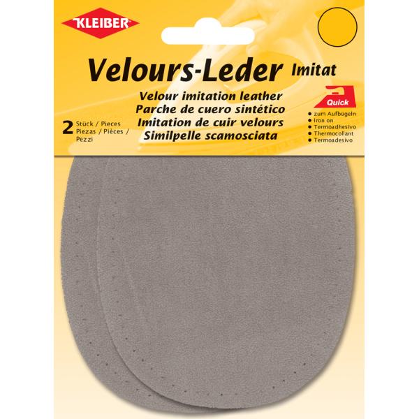 Velour-Aufbügelflecken oval, 100 x 130 mm, hellgrau KLEIBER 87709 (4009691877096)