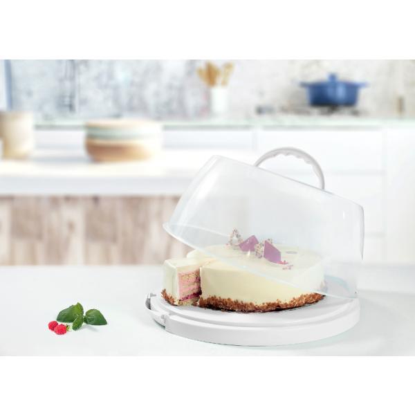 Tortenhaube, rund, transparent/ grau plast team 18650807 (5707672709402)