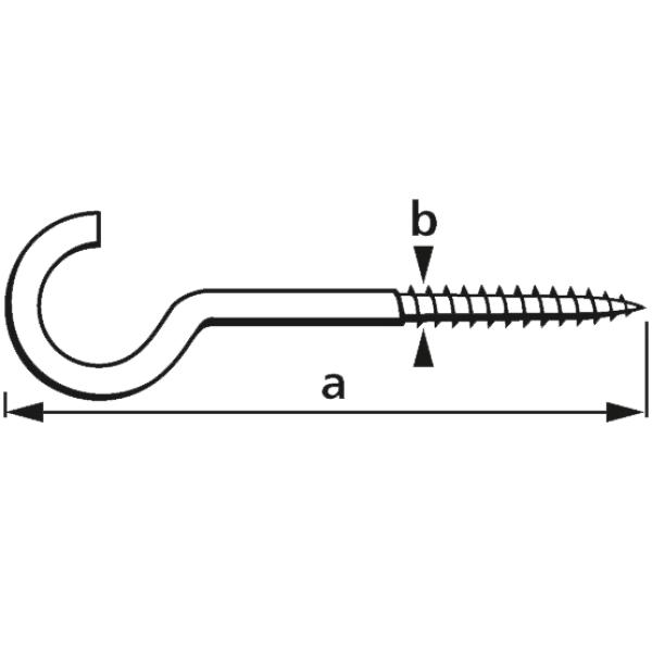 Schraubhaken, gebogen, 40 x 3, 0 mm, verzinkt, 25 Stück suki. 6175042 (4004575750427)