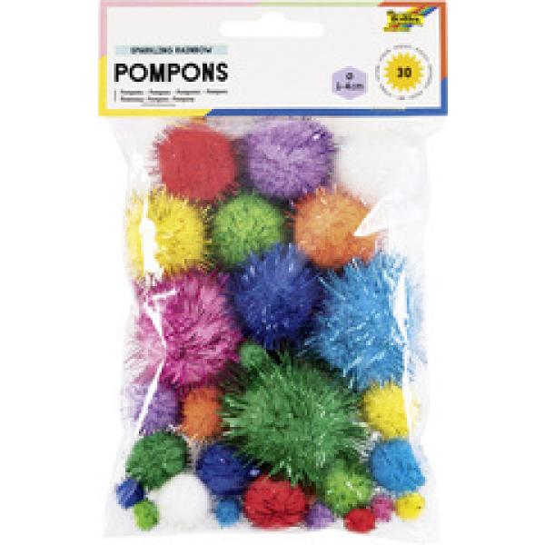 Pompons SPARKLING RAINBOW, Größen sortiert folia 50311 (4001868125566)