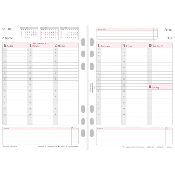 Wochenplan 2026, 1 Woche/ 2 Seiten, A5, Spalten CHRONOPLAN 50236 (4004182088401)