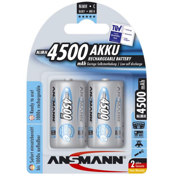 NiMH Akku max E, Baby (C), 4.500 mAh, 2er Blister ANSMANN 5035352 (4013674353521)