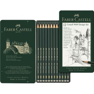 FABER-CASTELL Bleistift CASTELL 9000 Design, 12er Metalletui Faber-Castell 119064 (4005401190646)