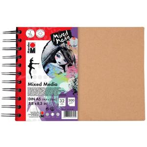 Spiralbuch 'Mixed Media', DIN A5, 300 g/ qm, 32 Blatt Marabu 1612000000200 (4007751626530)