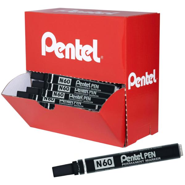 Permanent-Marker N60, schwarz, 36er Thekendisplay Pentel PN60-36A (3474372220590)