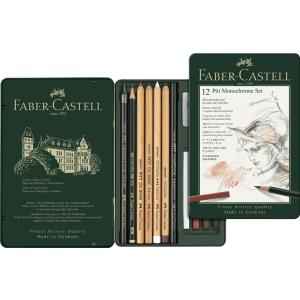FABER-CASTELL PITT MONOCHROME Set klein, 12-teiliges Etui Faber-Castell 112975 (4005401129752)