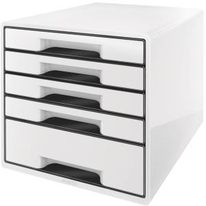 Schubladenbox WOW CUBE, 5 Schübe, schwarz/ dunkelgrau LEITZ 5253-10-95 (4002432115501)