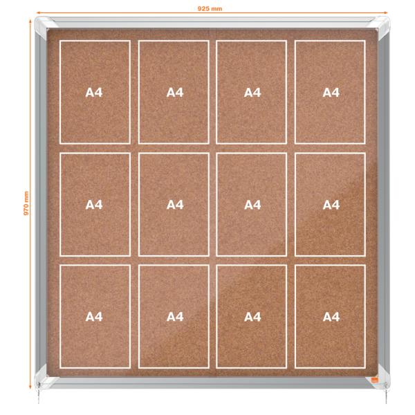 Schaukasten Premium Plus, Kork-Rückwand, 12 x DIN A4 nobo 1902574 (5028252063739)