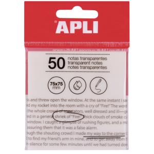 Haftnotizen, 75 x 75 mm, farblos transparent APLI 19568 (8410782195689)