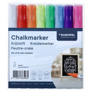 Kreidemarker 6 mm, 8er Etui, farbig sortiert EUROPEL 356502 (8713931365026)