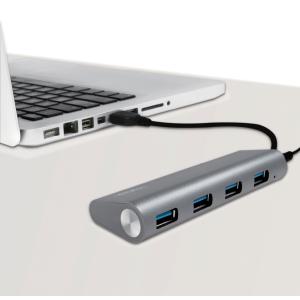 USB 3.0 Hub, 4-Port, Aluminiumgehäuse, grau LogiLink UA0307 (4052792048629)