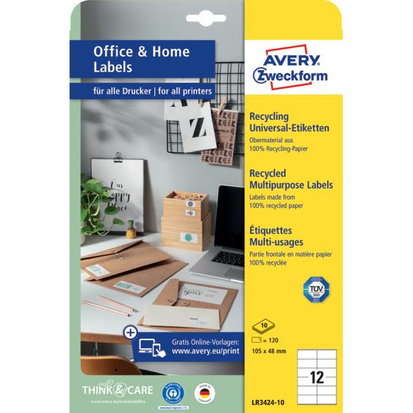Recycling-Universal-Etiketten Home Office AVERY Zweckform LR3655-10 (4004182336557)