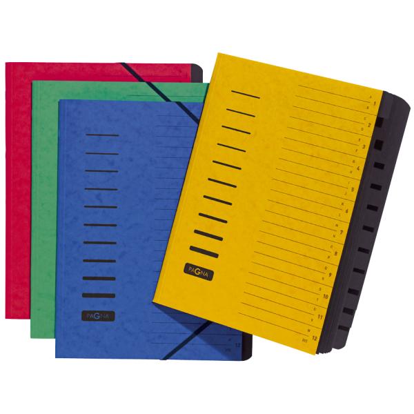 Ordnungsmappe, DIN A4, aus Karton, 12 Fächer, grün PAGNA 24122-03 (4013951002197)