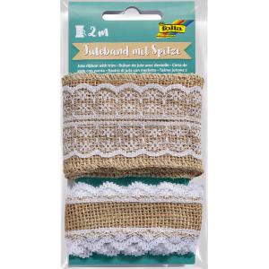 Juteband mit Spitze, 2 x 1 m folia 12711 (4001868106435)