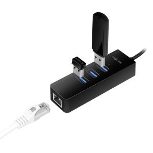 USB 3.0 auf Gigabit Adapter, 3-Port USB Hub, schwarz LogiLink UA0283 (4052792044737)